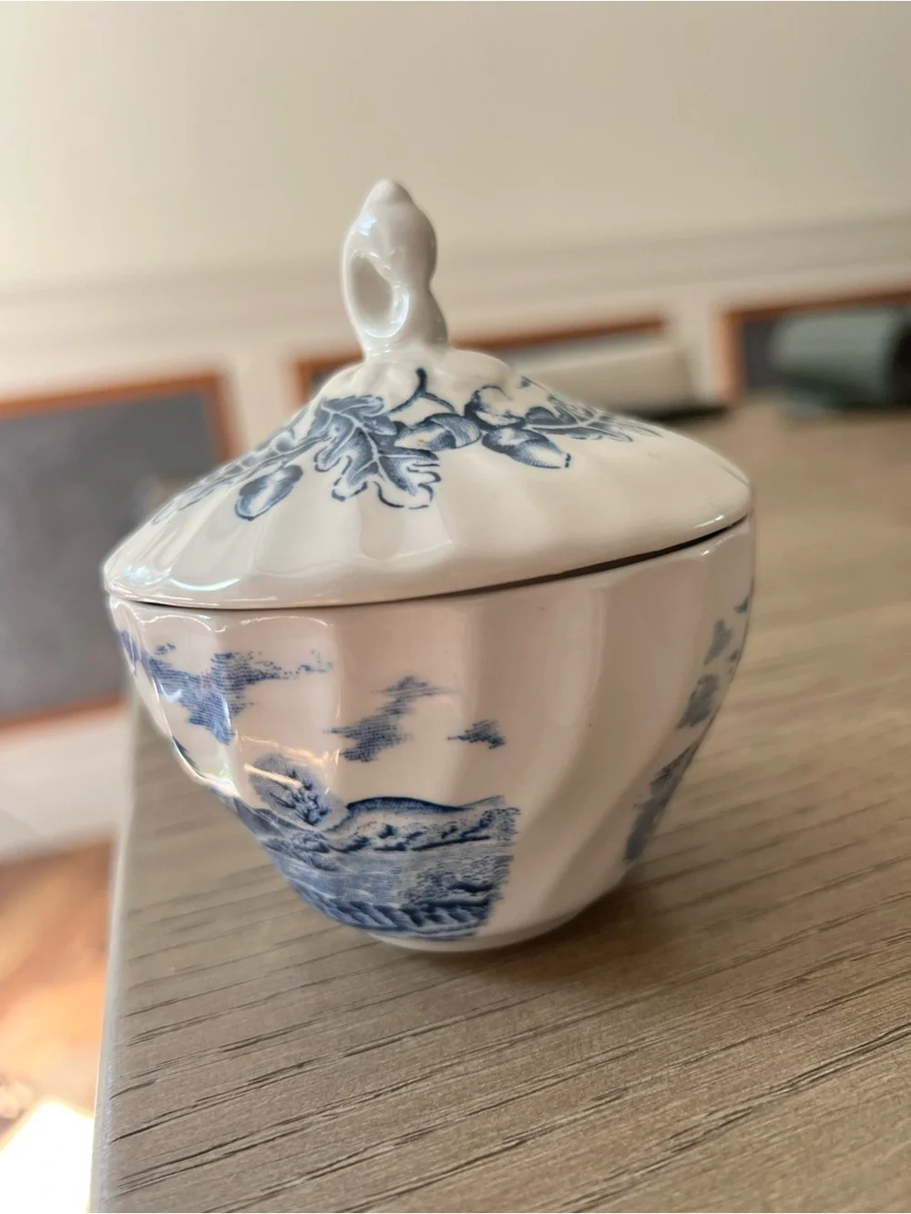 Earthware The Brooke Blue Sugar Bowl 0.2 L White Churchill England Porcelain